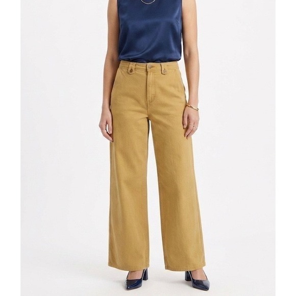 Pilcro Pants - Anthropologie Pilcro Wide Leg Utility Pants Mustard Yellow Gold Size 32